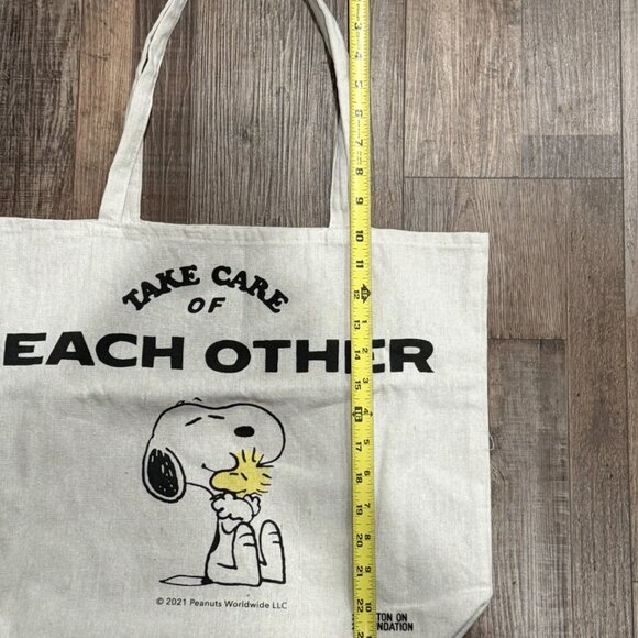 NWT Peanuts Snoopy Woodstock Cotton Foundation Book Bag Take Care Each of Other - Picture 5 of 8